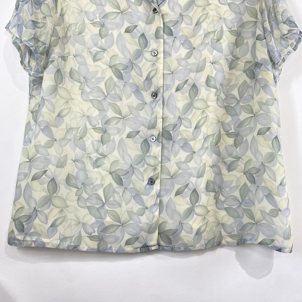Liz Claiborne Women's Silk Floral Resort Short Sleeve Shirt Size 14 Button Front - Picture 3 of 15